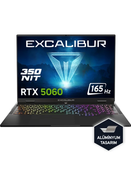 Excalibur G915 Intel Core i7 13620H 32GB 1TB SSD RTX5060 Freedos 16" 165Hz Taşınabilir Bilgisayar G915.1362-DF60X-C