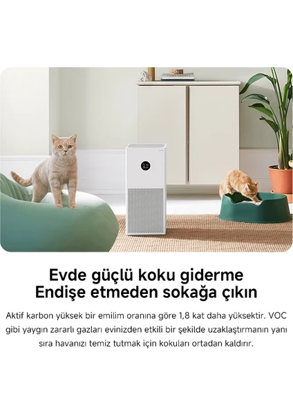 Smart Air Purifier 4 Lite - Beyaz Akıllı Hava Temizleyici, 43 m2'ye kadar, 360 m3/s CADR, Uygulama ve Ses Konrolü