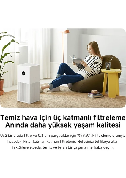 Smart Air Purifier 4 Lite - Beyaz Akıllı Hava Temizleyici, 43 m2'ye kadar, 360 m3/s CADR, Uygulama ve Ses Konrolü