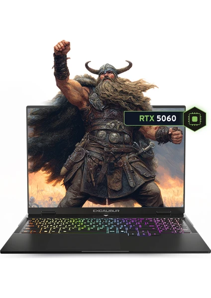 Excalibur G915 Intel Core i7 13620H 32GB 1TB SSD RTX5060 Freedos 16" 165Hz Taşınabilir Bilgisayar G915.1362-DF60X-C