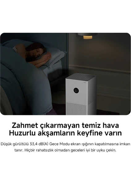 Smart Air Purifier 4 Lite - Beyaz Akıllı Hava Temizleyici, 43 m2'ye kadar, 360 m3/s CADR, Uygulama ve Ses Konrolü